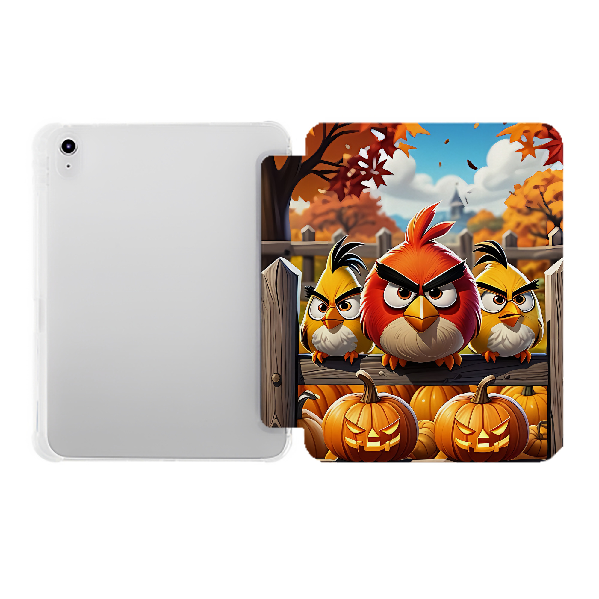 （画像用） Angry Birds アングリーバード IPad ケース ペン収納付き 三つ折りスタンド PUレザー×シリコン 対応機種9.5/10.5/10.9インチ